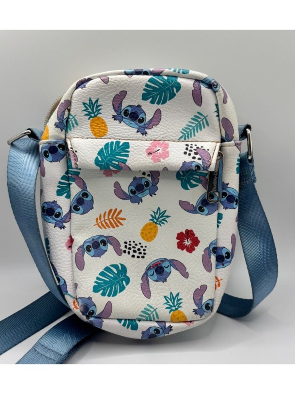 Disney Stitch Tropical Print Crossbody Bag With Adjustable Strap & Zip Closure